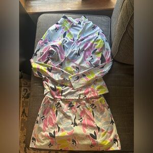 Tommy Bahama Pink and Blue Floral pullover and skirt